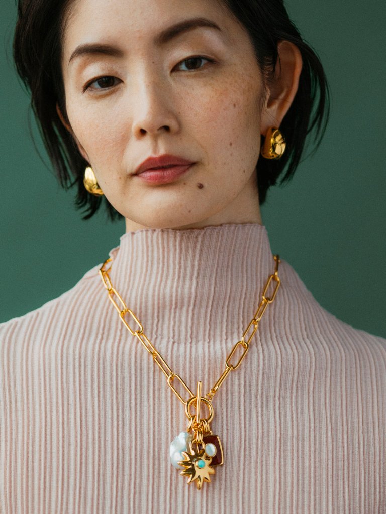 Lizzie Fortunato Helios Charm Necklace In Merlot — image 2 of 3
